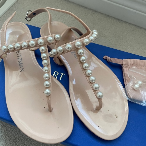 Stuart Weizman Goldie Pearly Sandals - Picture 2 of 5